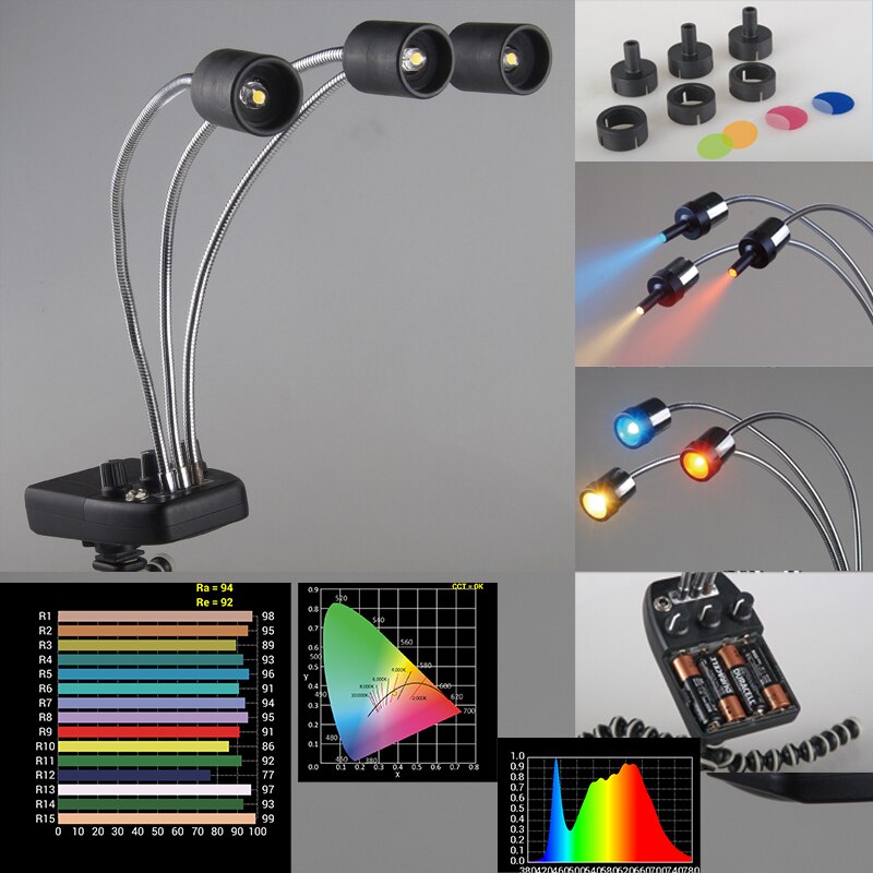 FalconEyes Triple 3 LED Magie Hintergrund Licht für Makroaufnahmen DV-3B