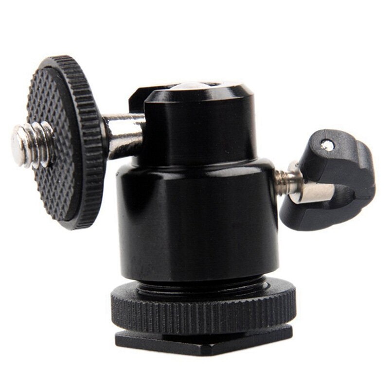 1 Pcs Mini Ball Head 1/4 Inch Mount with Flash Shoe & 2 Pcs Shoe Screw Mount Adapter Dslr Tripod Screw Adapter