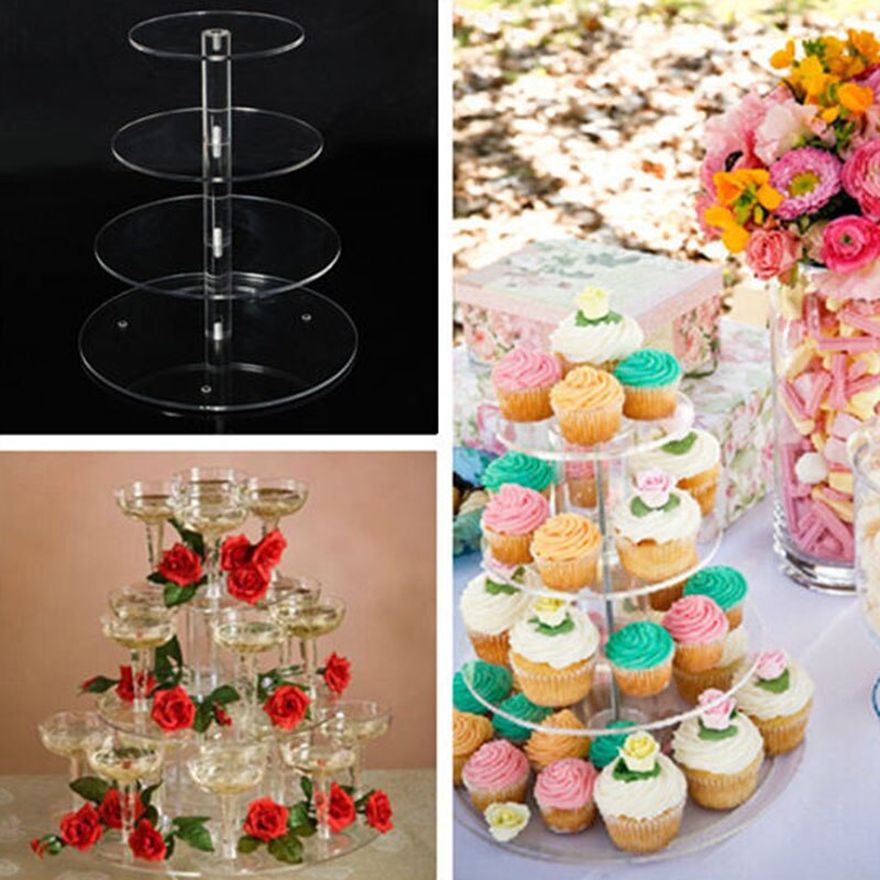3-7 Tier Clear Acrylic Cake Stand Set Round Cupcake Stand Holder Wedding Birthday Party Cup Cake Display Stands Decorating Tools