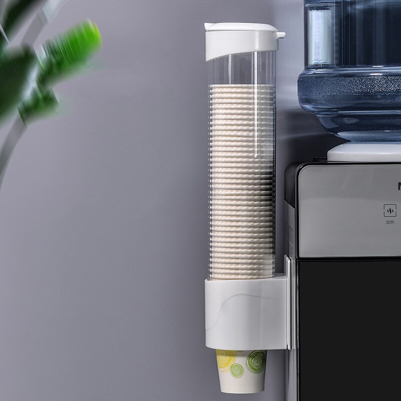 Disposable Paper Cups Dispenser Plastic Cup Holder for Water Dispenser Wall Mounted Automatic Cup Storage Rack