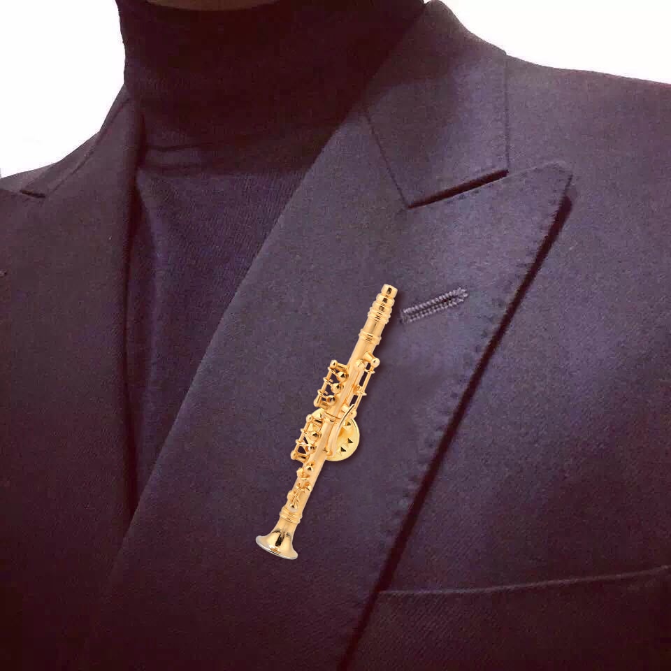 Cartoon Broche Instrument Broche Gold Plating Klarinet Broche Muziekinstrument Broche Pin Met Geschenkdoos