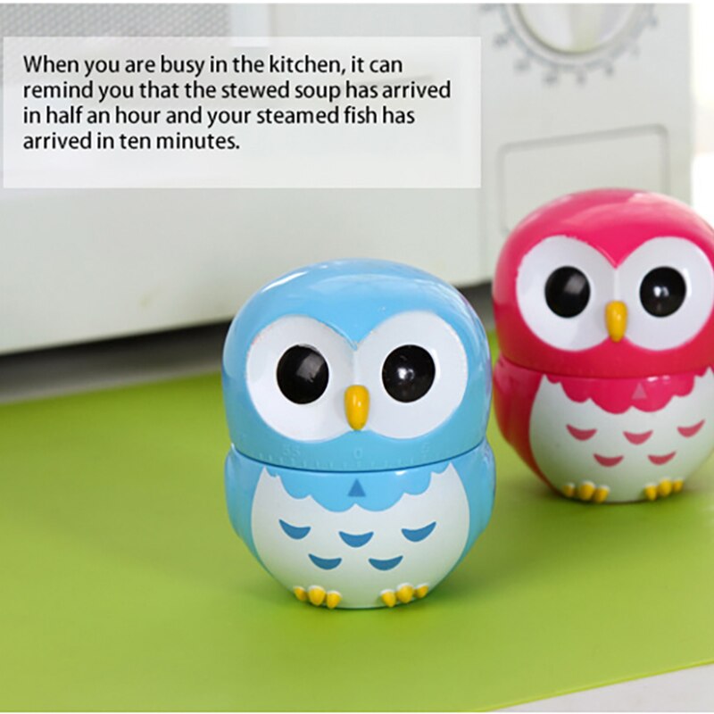 Cartoon Uil Leren Mechanische Tijd Timer 60 Minuten Keuken Koken Oven Mechanische Timer Countdown Klok Home Decor