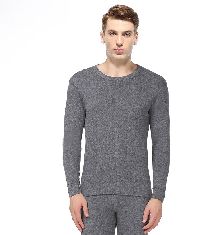 Men Plus Size Cotton Winter and Autumn Thermal Underwear Round Collar Undercoat Jacquard Long Johns Suit