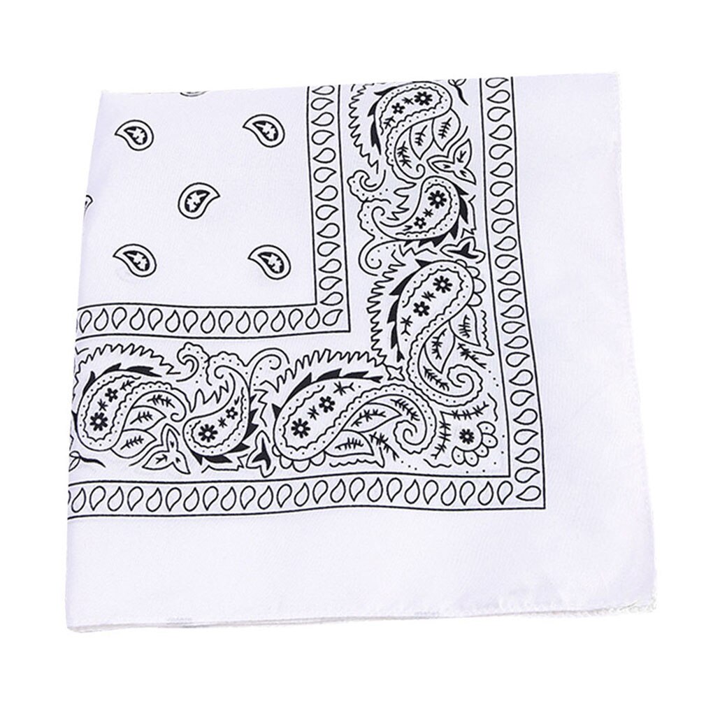 Hip Hop hommes femmes Bandana chapeau de sport Paisley Bandana poignet bandeau Double face foulard foulard chapeaux: White