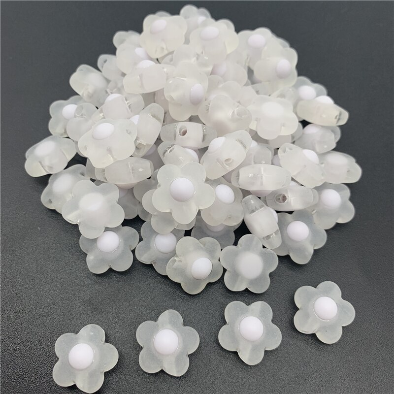 15pcs/Lot 17mm Acrylic Spaced Beads Transparent Flower Shape Beads For Jewelry Making DIY Necklace Earrings Accessories: White