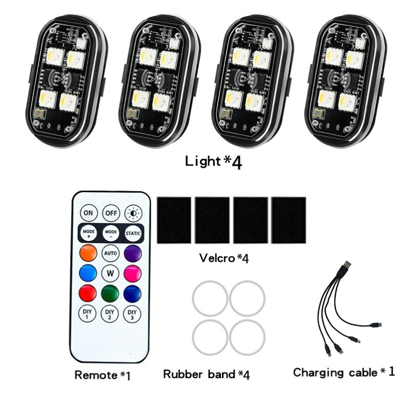 Luces estroboscópicas Led universales para aviones, luz de advertencia anticolisión para motocicleta, recargable por USB, Control remoto inalámbrico de 8 colores: Cristal azul