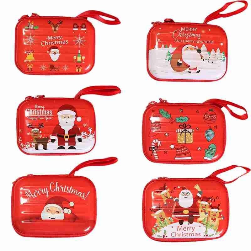 1pc Cartoon Tinplate Xmas Candy Bag Square Round Christmas Candy Bag Purse Year Navidad Tinplate Square Xmas Candy Bag