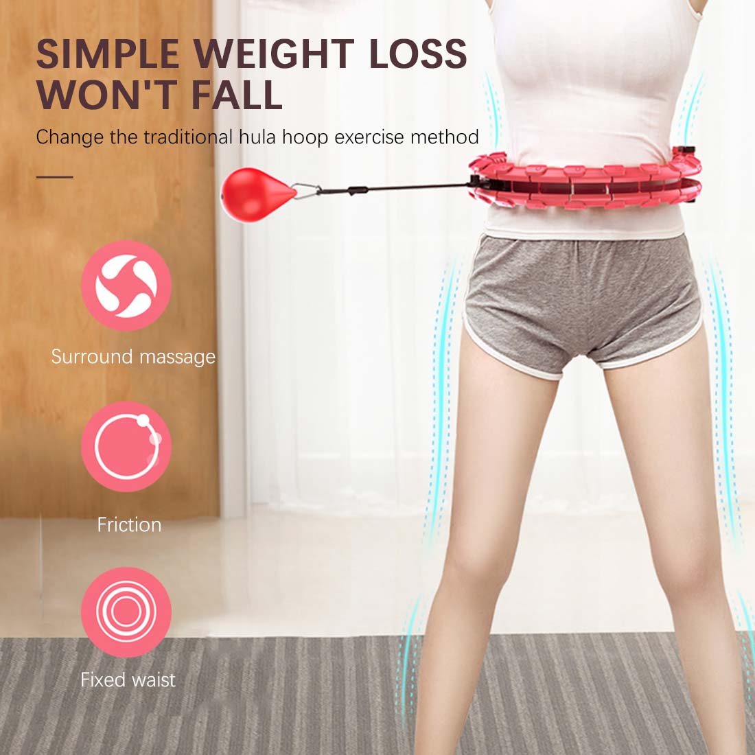 Smart Sport Hoepel Verstelbare Auto-Spinning Fitnessapparatuur Smart Sport Hoepel Dunne Taille Buik Oefening Home Training Gym