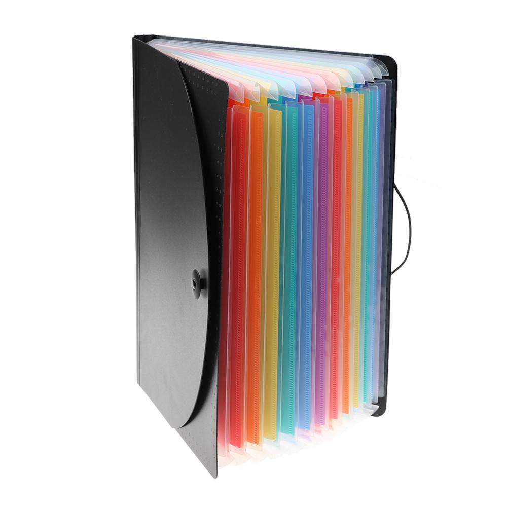 13 Pocket Classified File Folder A4 Organizer File Document Holder with Cover Home Office Supplies Storage: 12 Pocket with Cover
