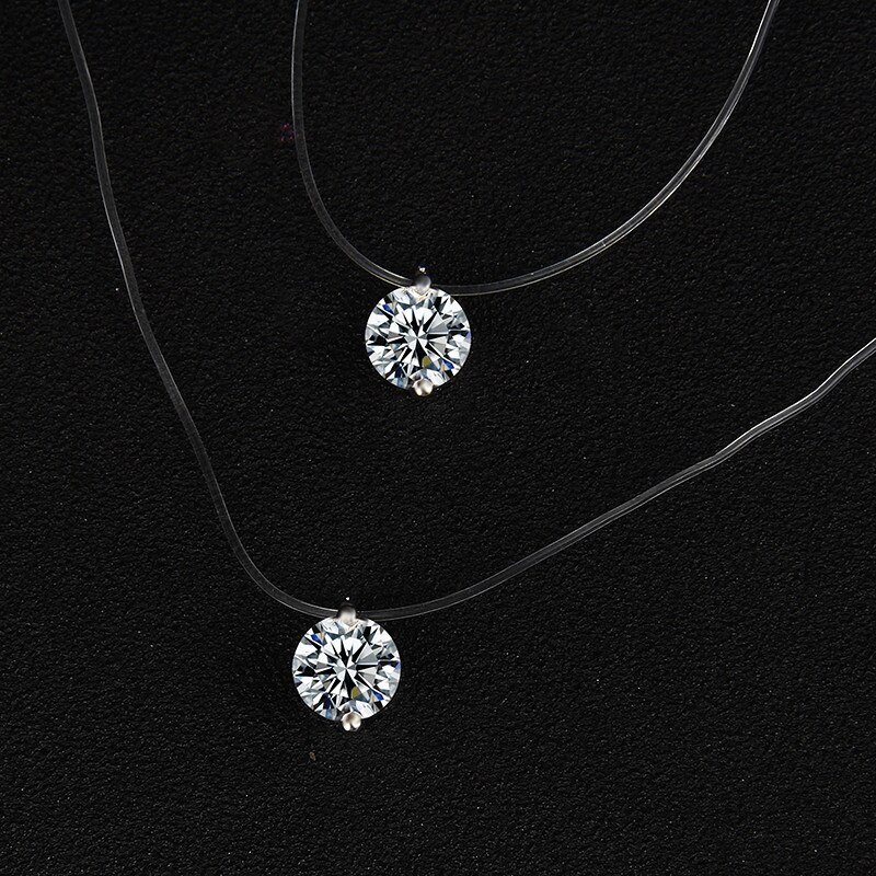 Trasparente Linea di Pesca Collana Le Donne Chocker Cuore Invisibile Catena di Cristallo Del Rhinestone Choker Della Collana Del Pendente Sulla Linea del Collo