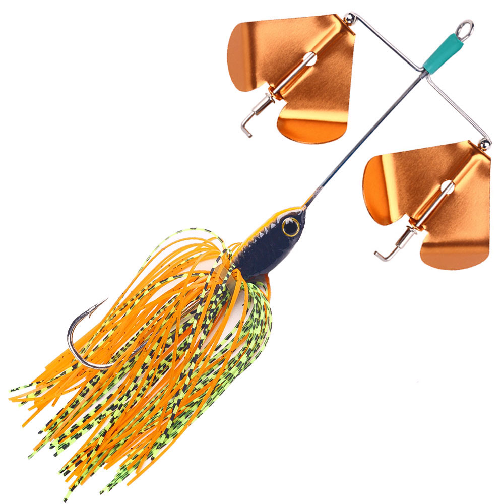 Señuelo de pesca giratorio con cola de lubina, cebo giratorio, Buzzbait, 13,5 cm, 21,5g, plantilla de natación, emisión de alta vibración, Spinnerbait de hoja de alzal: Borgoña