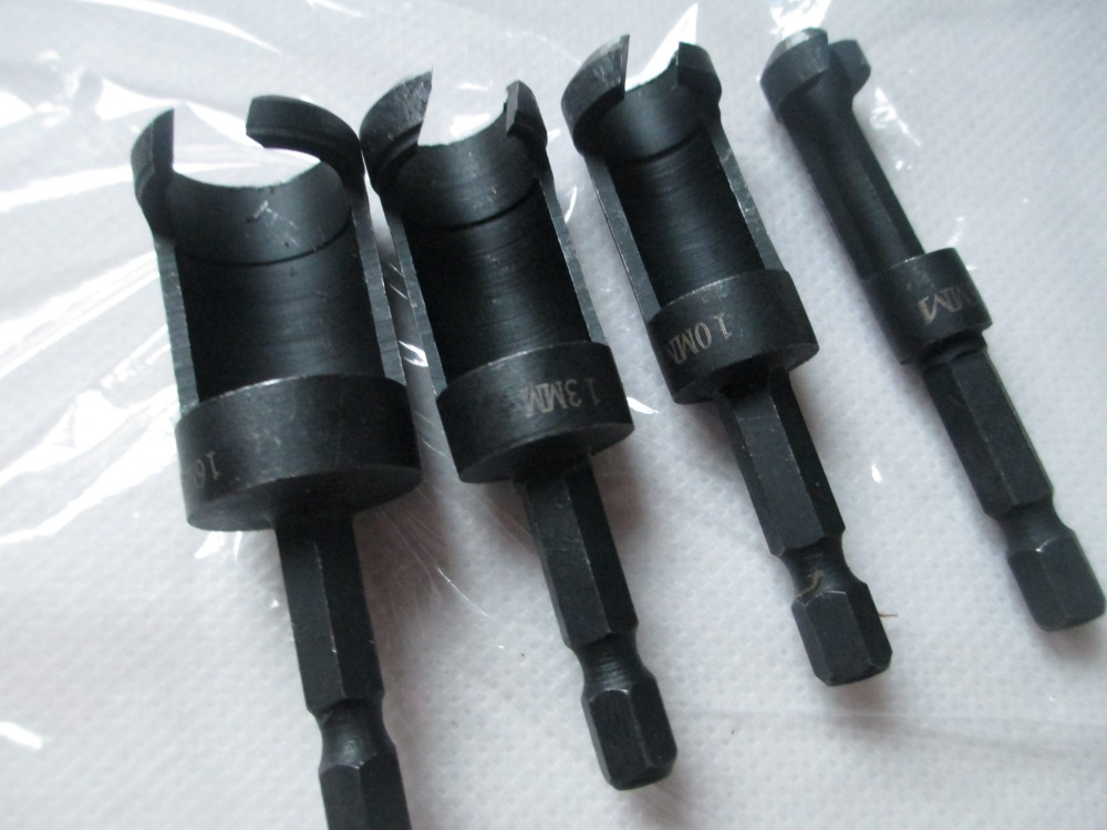 4pc Quick Change Staal Plug Cutter Set 1/4-Inch Hex Schacht Hout Plug Cutter Snijden Set Deuvel Maker tool Shank Boren