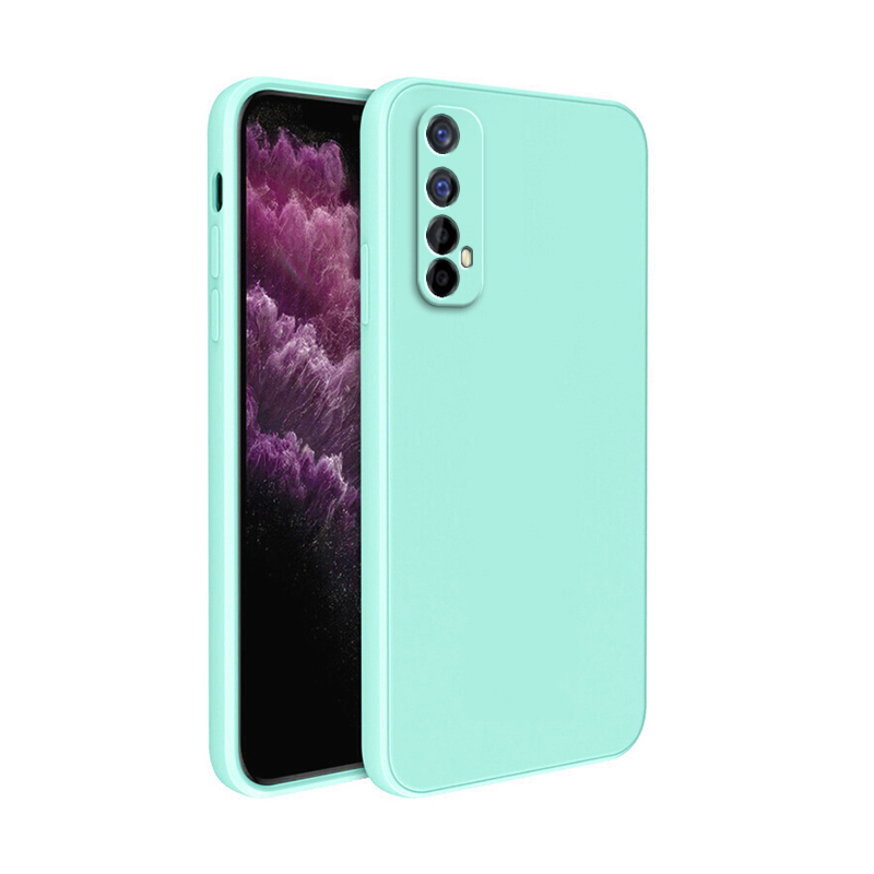 Coque souple originale pour OPPO Realme 7, Protection d'appareil photo carrée en Silicone liquide Realme7 5G, housse antichoc classique de luxe Fundas: Néoprène / Orange