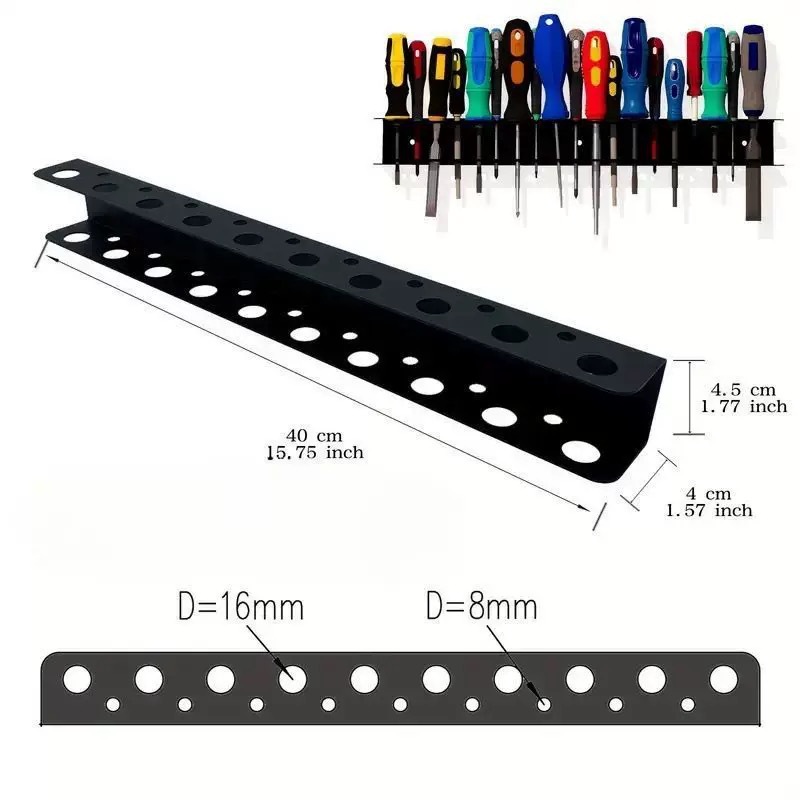 cremagliera di stoccaggio per attrezzi hardware Telaio per morsetto per cacciavite a parete in ferro Espositore per cacciavite multipolare dal design leggero