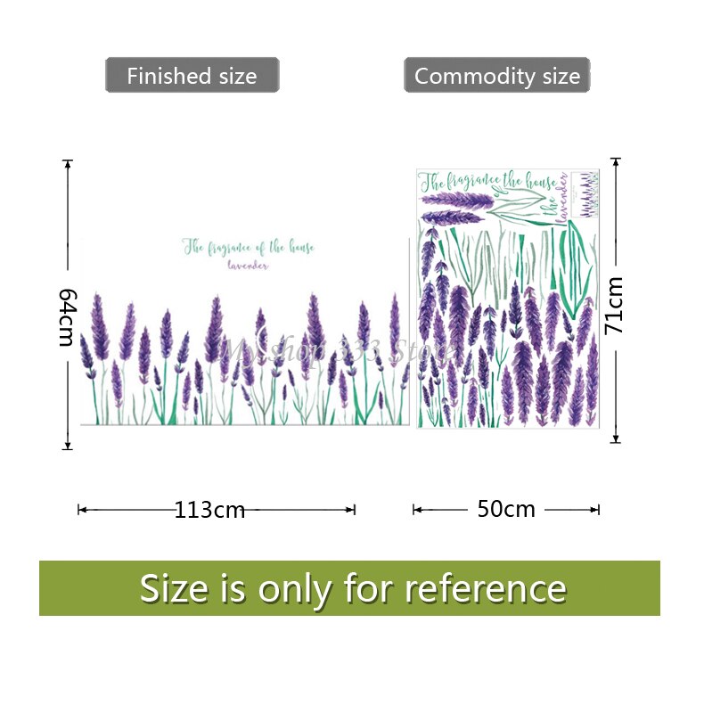 Purple Lavender Wall Sticker, Living Room Background, Home Decor Stickers, Romantic Flower Stickers, Mural Kick line