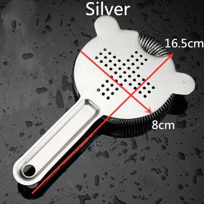 Two Stablising Prongs Bar Cocktail Strainer Superior Large Spring 304 Stainless Steel: Silver