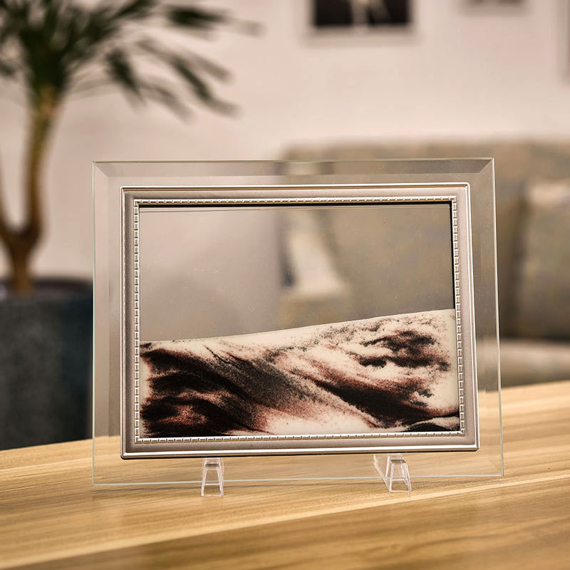 Glas kviksand flow landskab male kontor stue 3d glas fotoramme flyt sand billede timeglas indretning male
