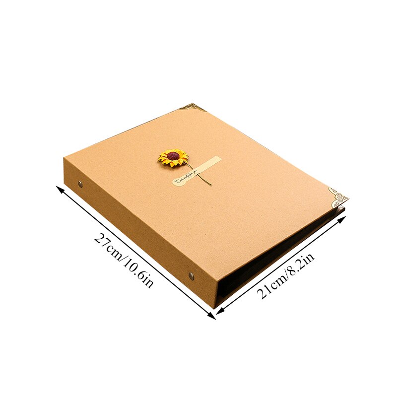 DIY Viscose Photo Album Vintage Sun Flower Photo Album Kraft Paper Photo Album Sticky Photo Album Durable Retro home Photo Album