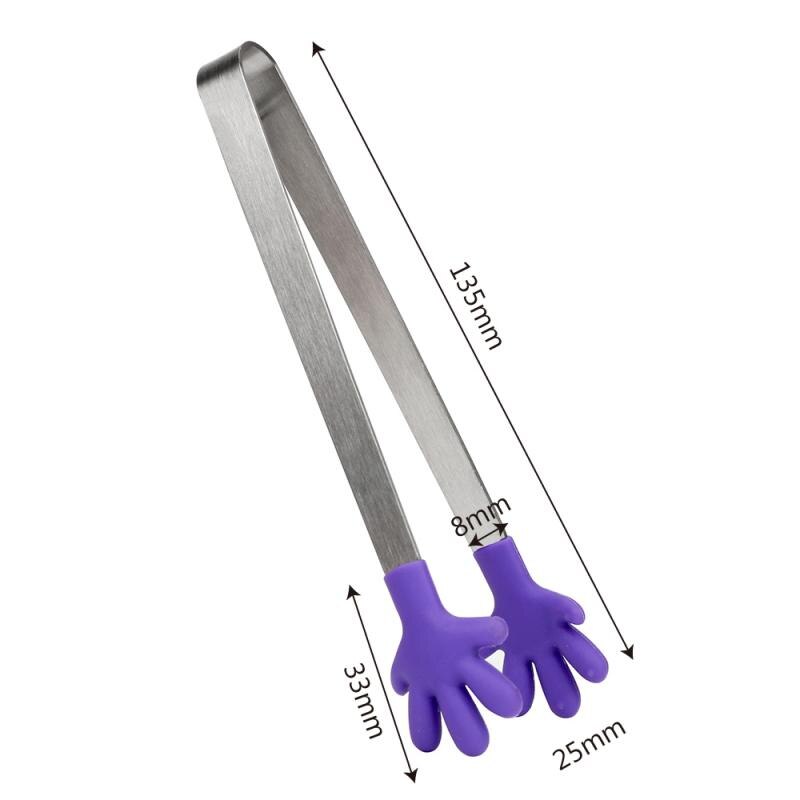 Hoomin Salade Serveren Bbq Tang Rvs Handvat Gebruiksvoorwerp Creatieve Hand Shape Keuken Koken Gereedschap Mini Siliconen Voedsel Clip