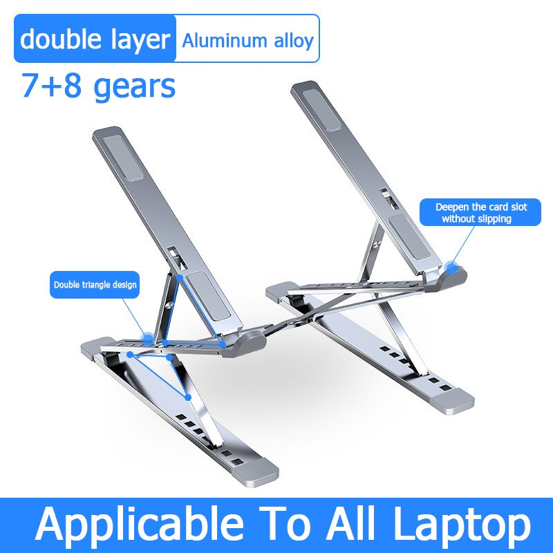 Bærbar stativ for macbook sammenleggbart justerbart aluminium datamaskin pc nettbrettstativ bærbar bord bærbar holder varmespredning