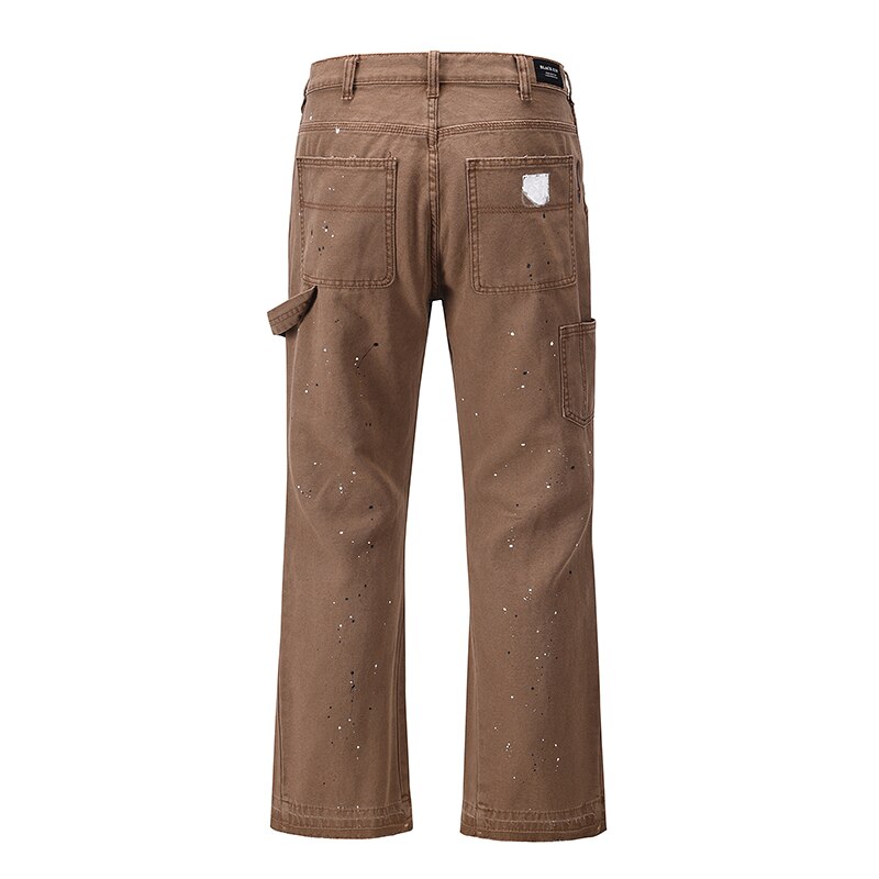 Pantalones acampanados de pierna ancha para hombre, ropa de calle informal de pierna recta, Vaqueros retro lavados recubiertos de agua