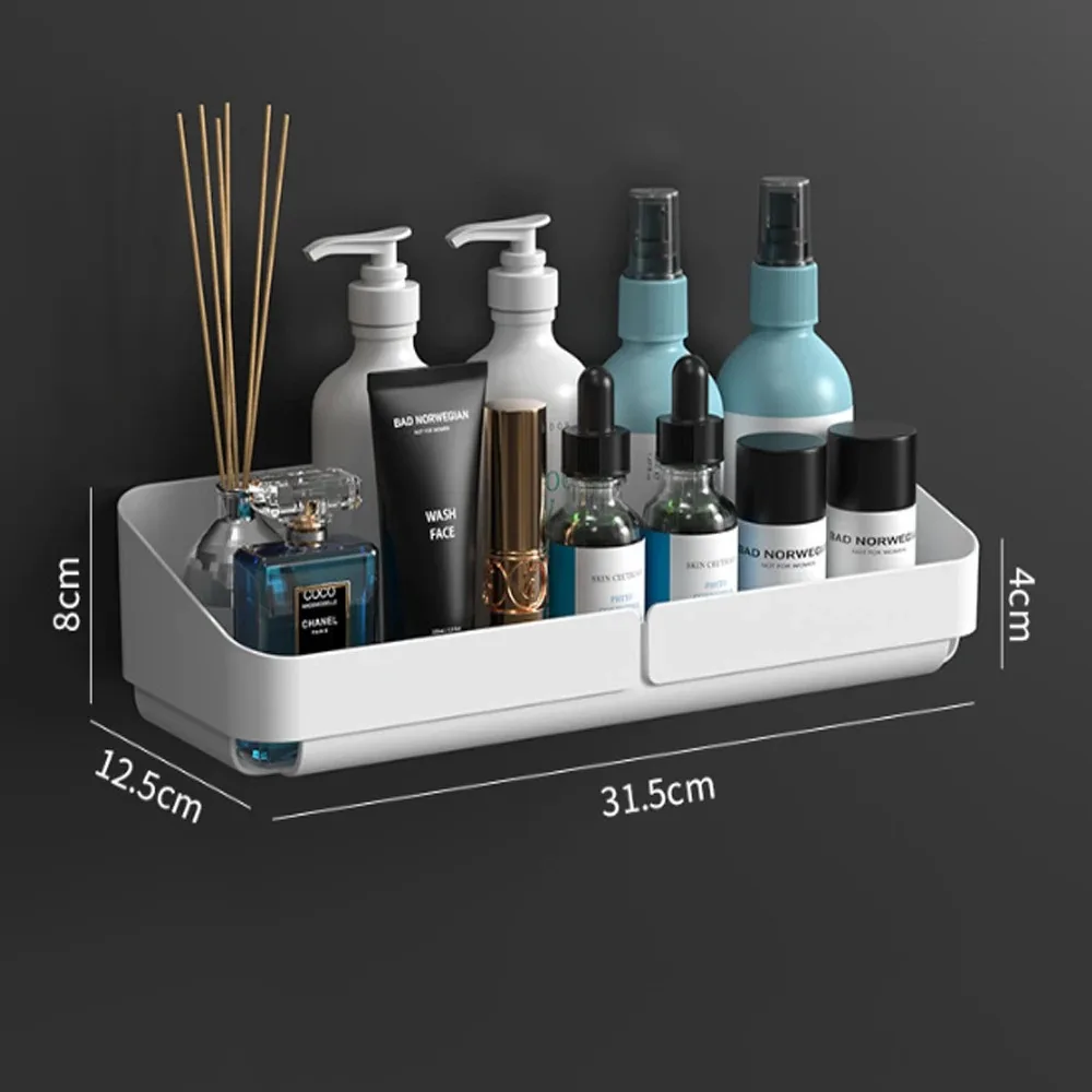 Badeværelse køkken bekvemmelighedsstativ hylde makeup opbevaringsorganisator kosmetik shampoo rack bruser hylde væg krydderirække uden boring: Elfenben