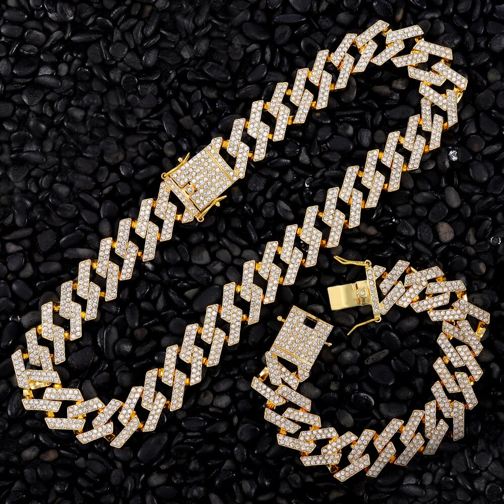 20mm catena da uomo con strass Miami catena cubana collane uomo Hip Hop Bling ghiacciato collana gioielli trasporto di goccia