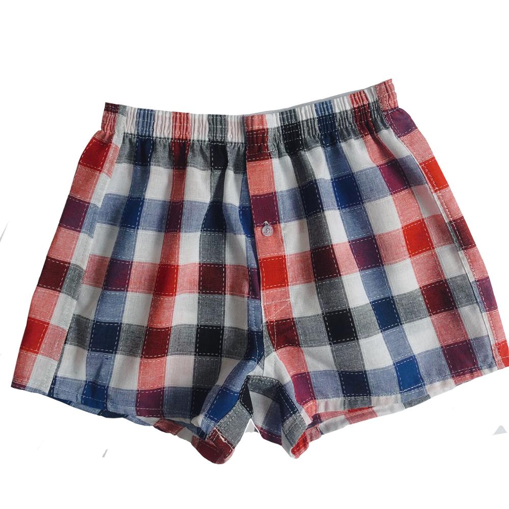 Calzoncillos bóxer de talla grande para hombre, ropa interior, a cuadros, de algodón, transpirable, familiar