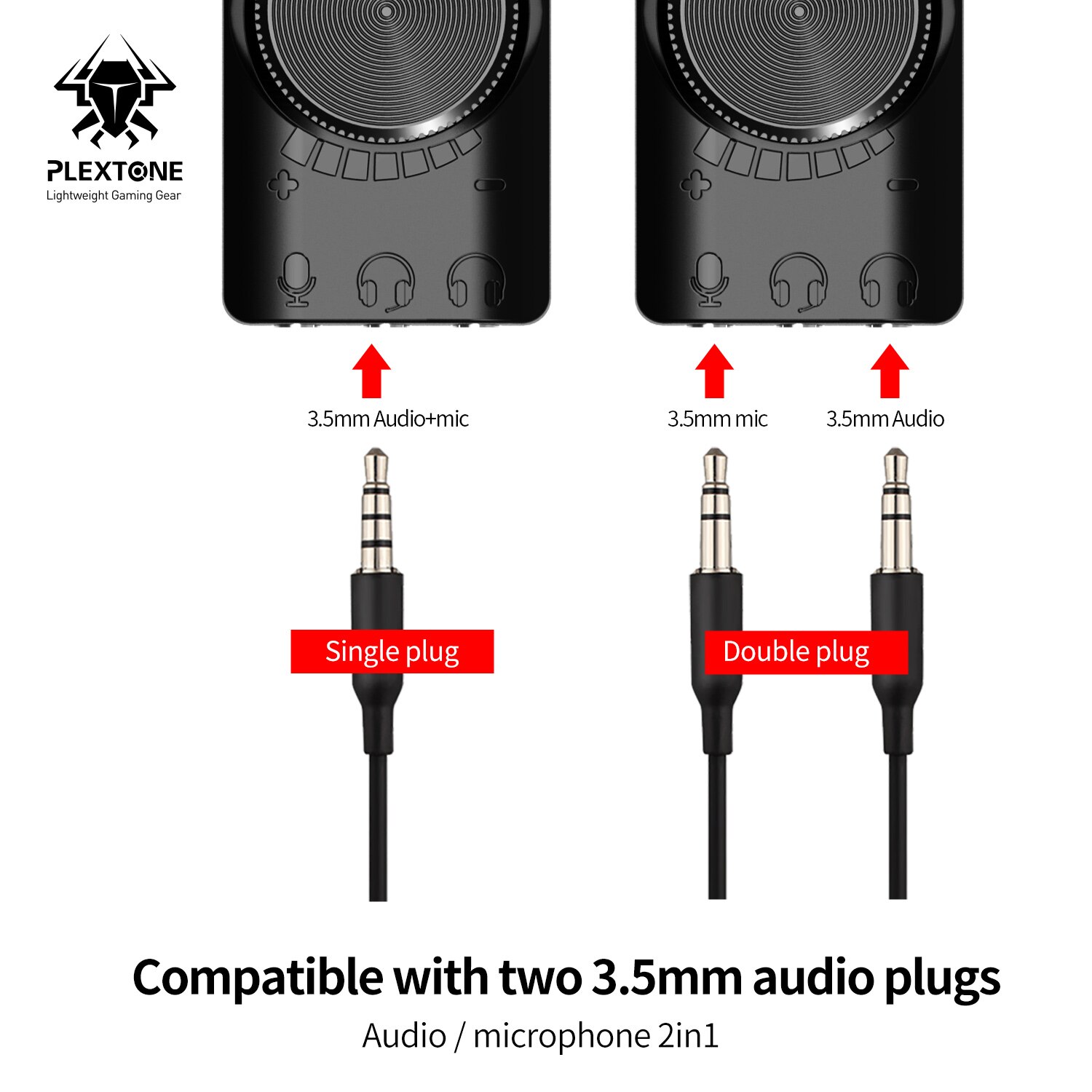 PLEXTONE GS3 Virtuelle 7,1 Kanal USB Soundkarte Adapter 3,5mm Kopfhörer Audio- Jack Stereo Konverter für PUBG, Handy, Mobiltelefon Legenden,CS