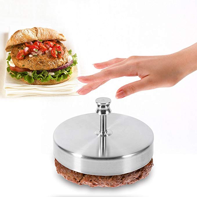 1 pc 9.5cm rostfritt stål fylld hamburgerpress aluminium hamburgerbiffmaskin perfekt hamburgerform perfekt för bbq