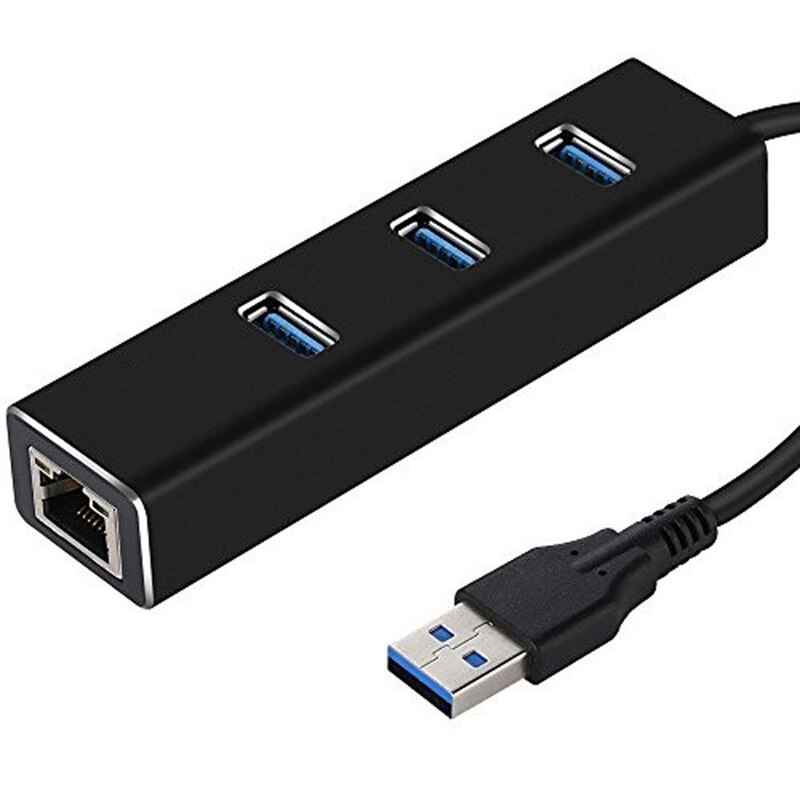 3 Ports USB 3.0 Gigabit Ethernet RJ45 Network Adapter Hub to 10/100/1000Mbps LAN Wired USB Network Converter