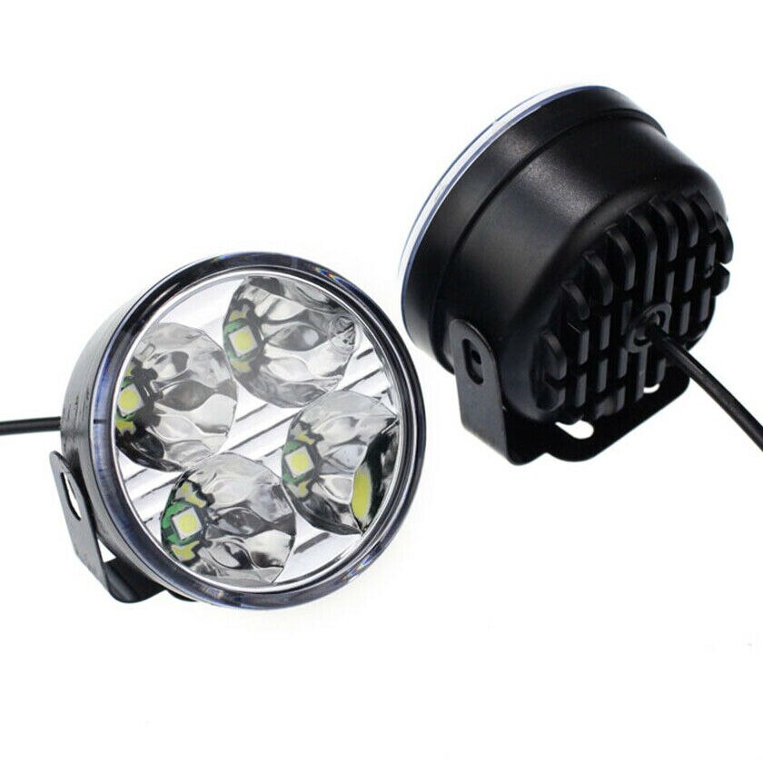 2 stuks witte 4 led drl ronde dagrijverlichting auto mist dagrijlicht 12v universele stijl voor alle auto's