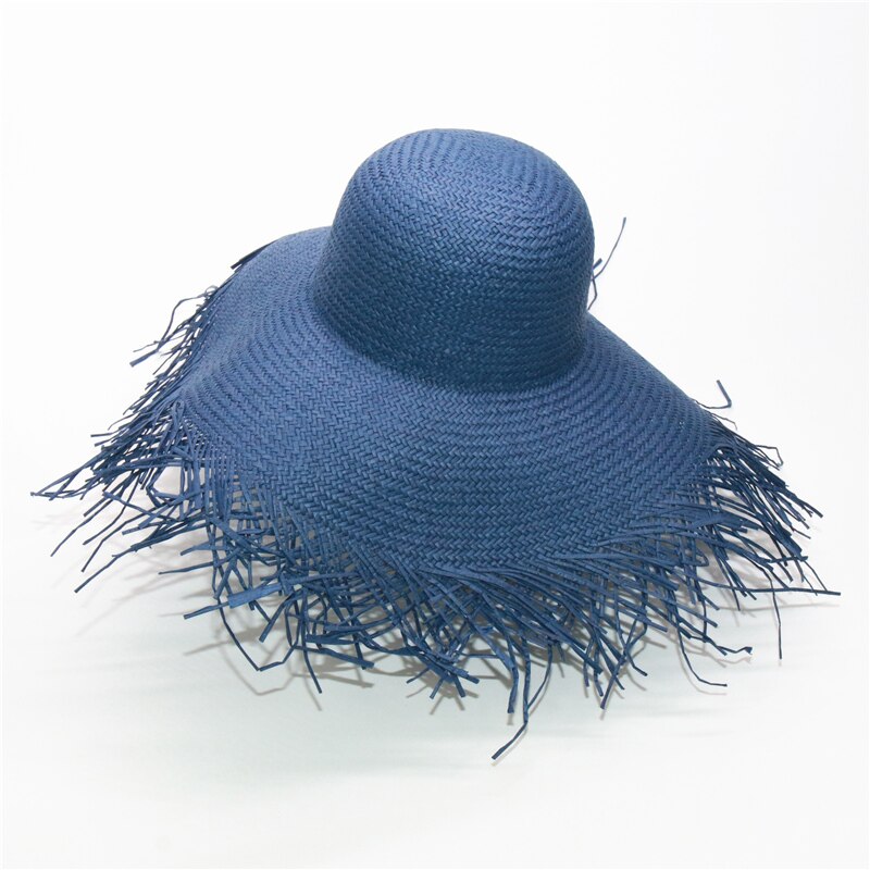 Sombreros de playa esponjosos de 9 colores para mujer, sombreros de Sol de ala ancha para verano, accesorios de playa para vacaciones, , NH967: navy