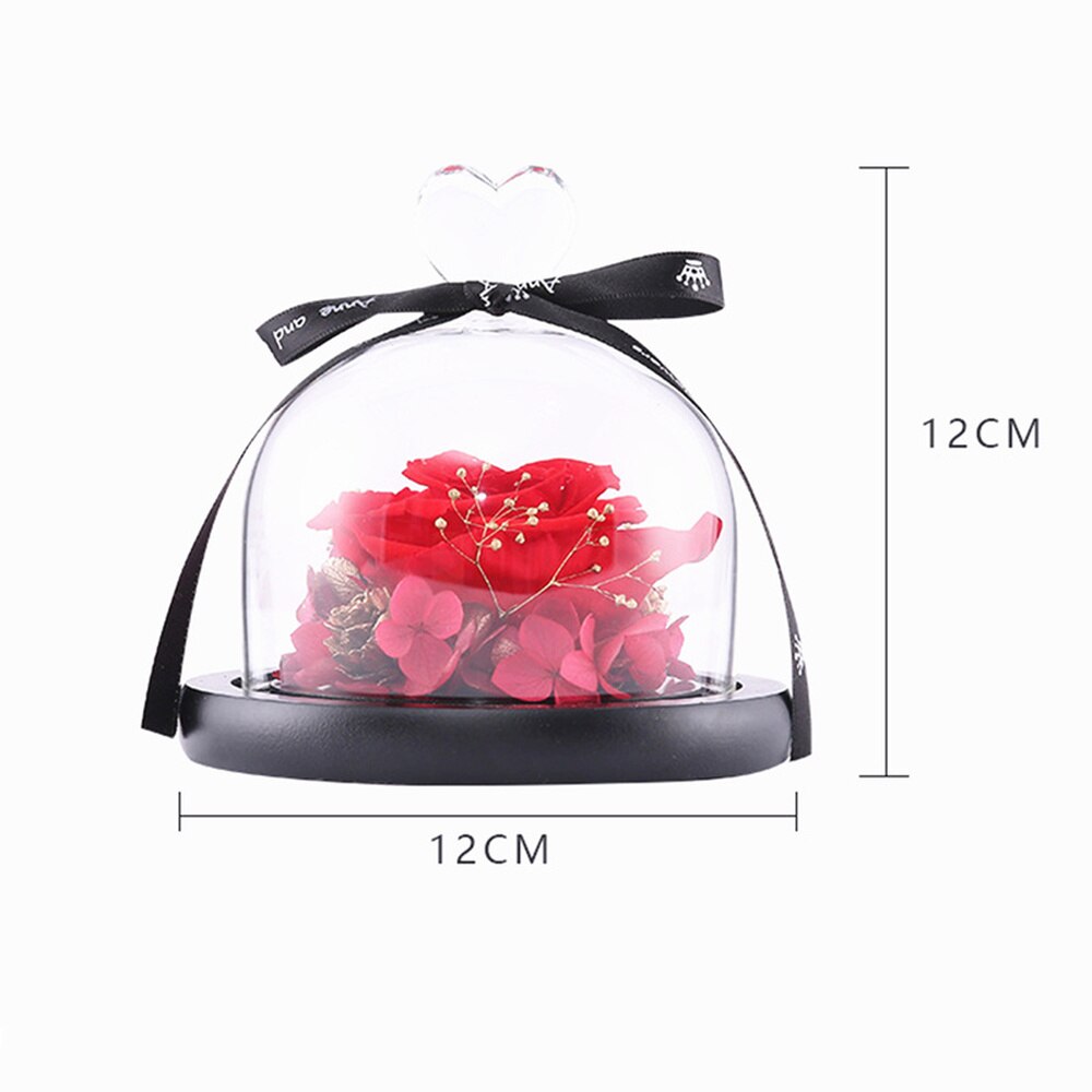 La belle et la bête Rose éternelle en flacon dôme en verre pour saint valentin décoration fête de mariage fête des mères