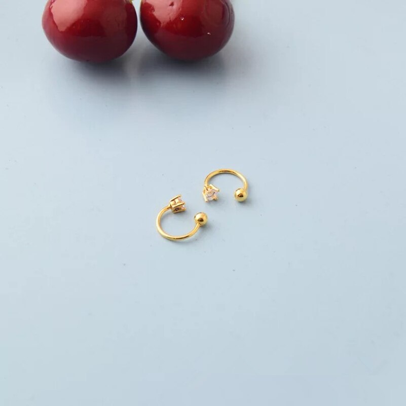 925 Sterling Silber Ohrring Persönlichkeit Zirkon Haken Halbe Kreis Schraube Ohrring Ohr Knochen Nägel Wilde Weibliche Silber Schmuck: 1 pair gold