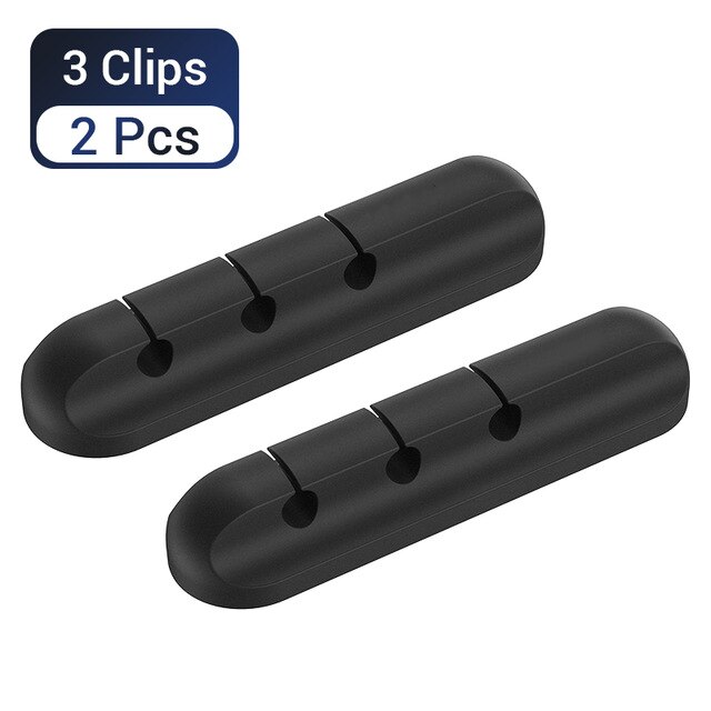 Cable Organizer Silicone USB Cable Winder Desktop Tidy Clips Cable protector Holder for Mouse Headphone Wire organizador cables: 2Pcs 3Clips