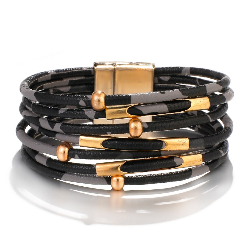 Flashbuy Luipaard Lederen Armbanden Voor Vrouwen Armbanden & Bangles Multilayer Wide Wrap Armband Sieraden: 2