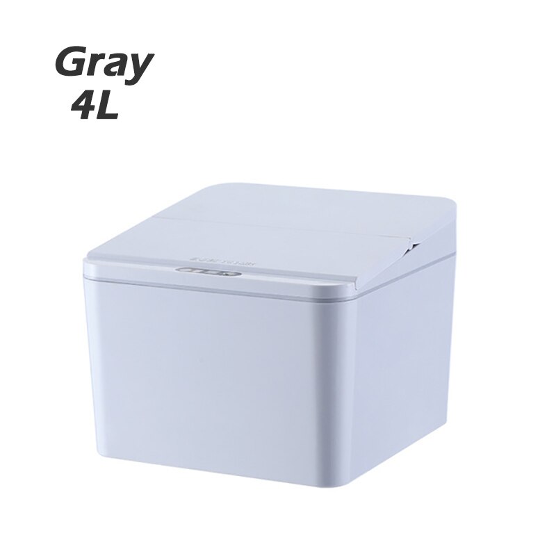 Poubelle de bureau à Induction intelligente 4L/6L, poubelle Portable de voiture, ménage cuisine chambre à coucher, Mini seau de stockage de collations 1 pièce: Gray  4L