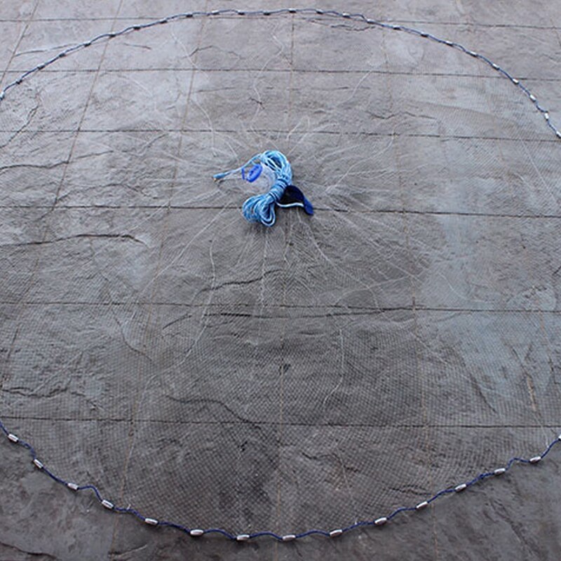 AD-10Ft 3Meter Fishing Net Bait Easy Throw Hand Cast Strong Nylon Mesh Sinker