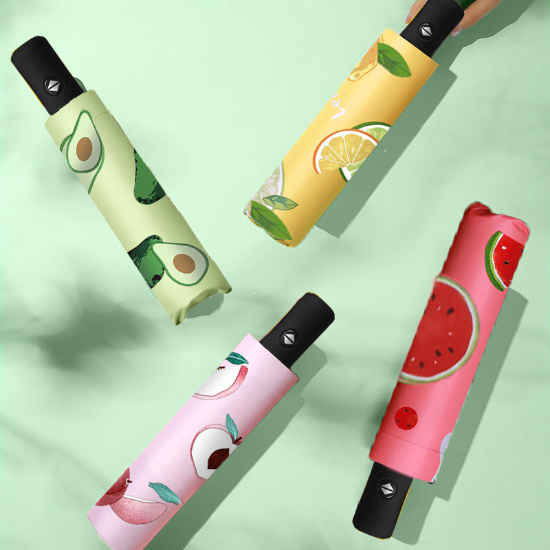 Xiaomi Full Automatic Umbrella Sun Protection Fruit Umbrella Avocado Ins Small Fresh Clear Umbrella Folding Portable