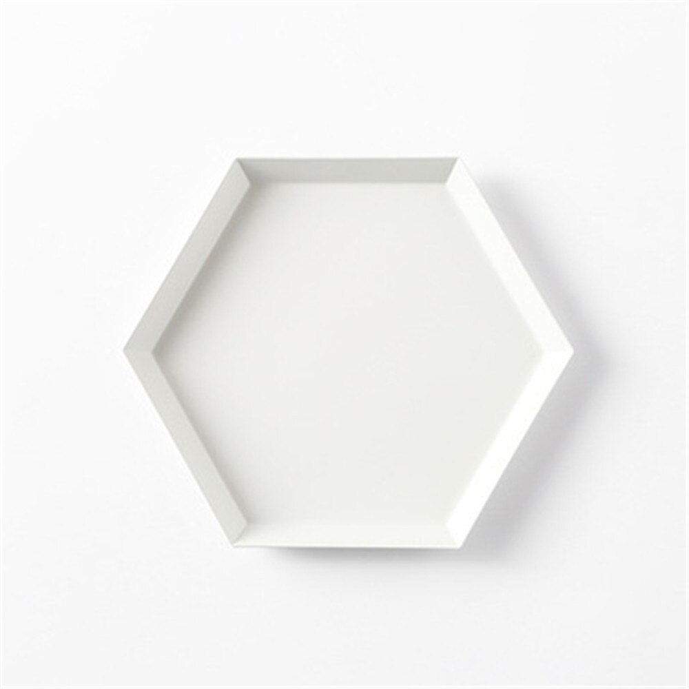 Colorful Metal Storage Trays Chic Geometric Combo Organizer Plate Desktop Decor Jewelry Display Trays Tea Set Dessert Plates: White M