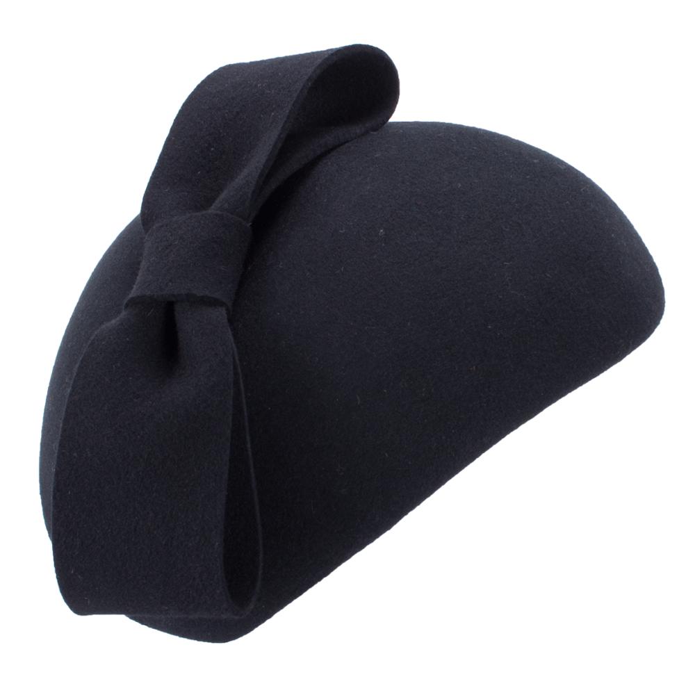 Lawliet Teardrop Womens 1940s Vintage Look Wool Felt Fascinator Hat Bow Detail Tam Beret Casque Cocktail Hat A568: black