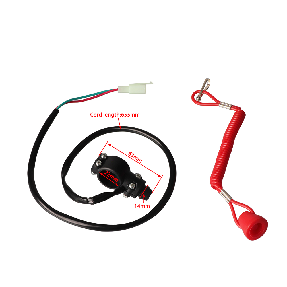 Universal Boat Outboard Motor Kill Stop Switch Safety Tether Lanyard 12V 2 Pin Engine On Off Kill Switch ATV Quad Dirt Bike Part
