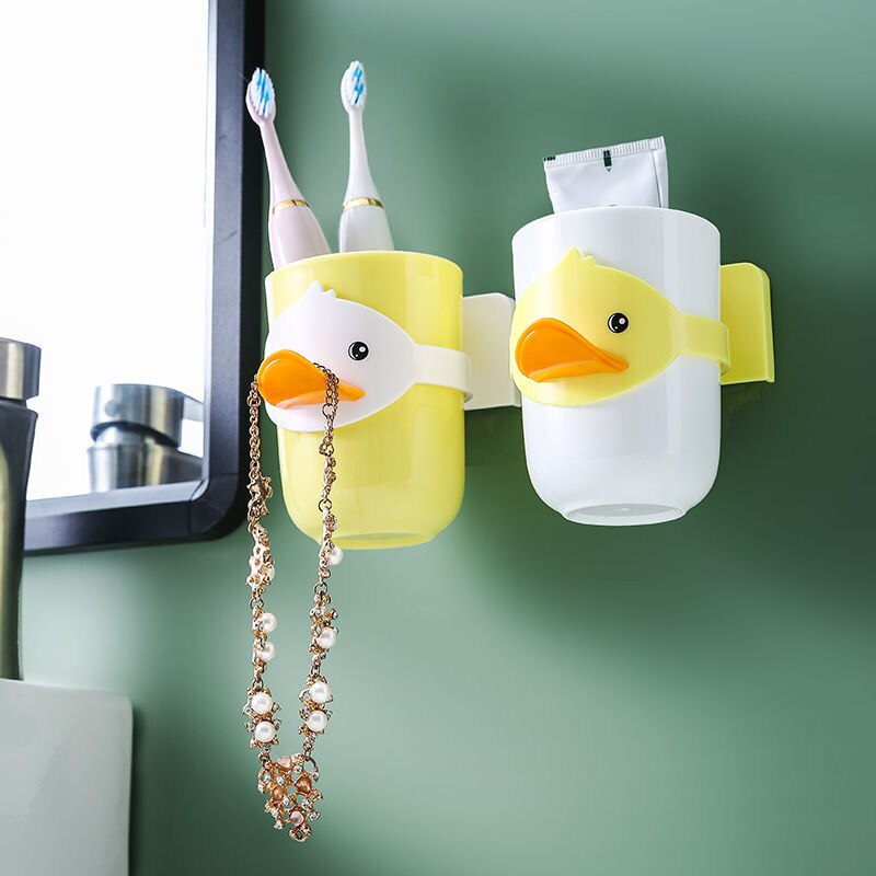 Porte-brosse à dents pour enfants, joli porte-brosse à dents , ensemble de lavage mural Non perforé, tasse de lavage dentaire