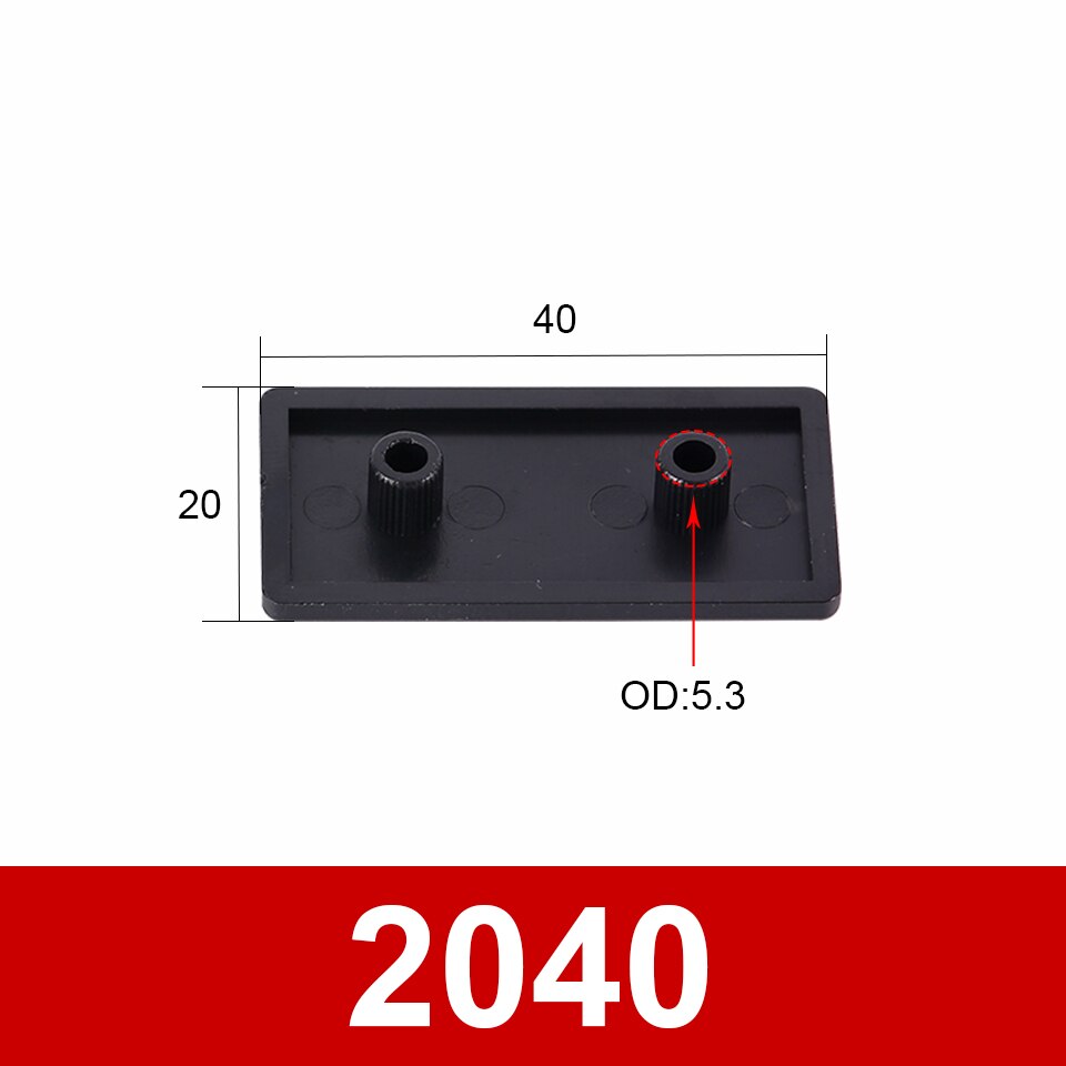 Plaque de couverture de capuchon d&#39;extrémité, profilé aluminium en Nylon noir pour Extrusion d&#39;aluminium EU /2040/3030/4040/4080/4545/5050/6060/100100 10 pièces: 2040