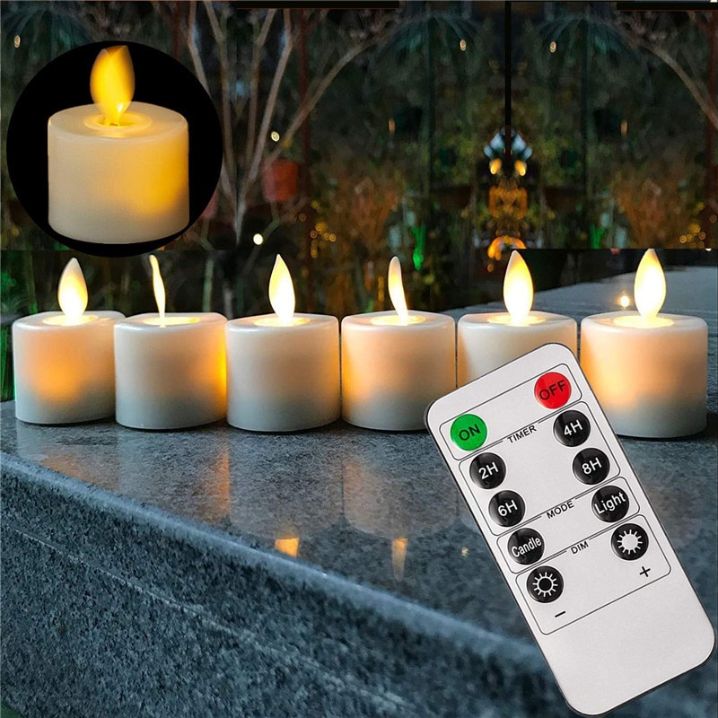 Bougies électroniques sans flamme à LED, lot de 6 ou 12, avec ou sans télécommande, pour noël