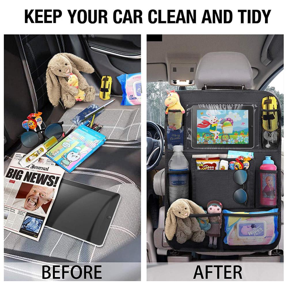 Child Car Seat Storage Kick - proof Back Cover Touch Screen Storage Bag Car Seat Cushion Baby Car Accessories Trim