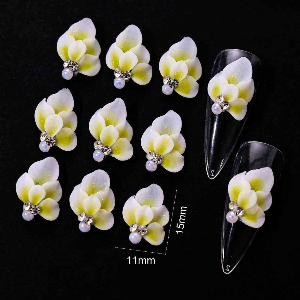 Flores acrílicas 3D para uñas, abalorio para uñas, joyería de perlas pura hecha a mano, accesorios de diamantes de imitación, de flores múltiples, decoración de uñas, 1 ud.: Azul