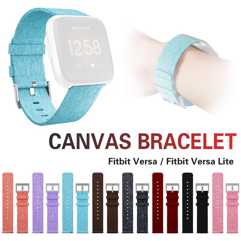 Premium Canvas Vervanging Sport Polsbandje Horloge Band Band Voor Fitbit Versa Fitbit Versa Lite Armband 8 Kleur