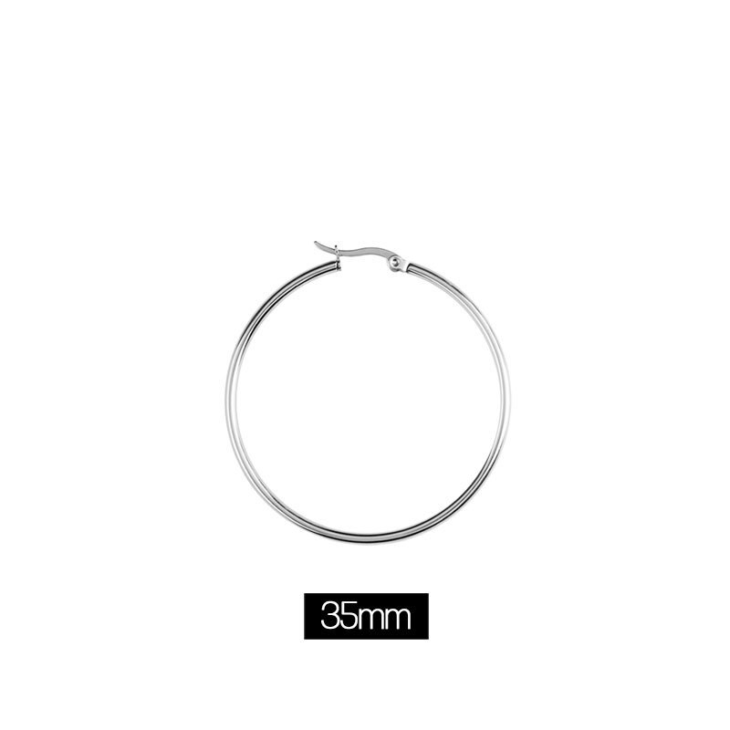 JIOROMY 1Stck Titan Stahl Großen Kreis Frauen Band Ohrringe Übertrieben Band Ohr Schleife Glatte Ring Ohrring Edelstahl Schmuck: E18-35mm